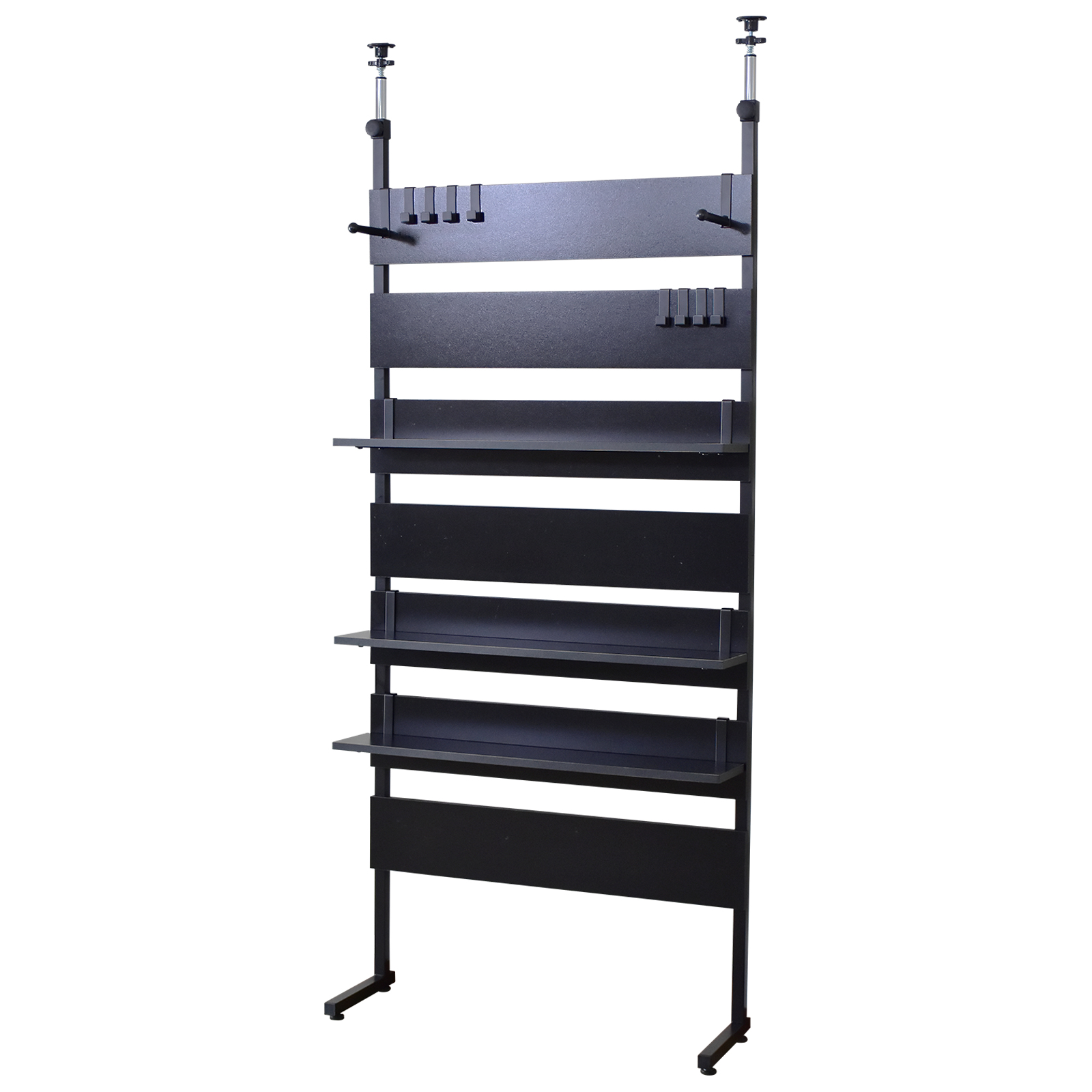 【美品】突っ張りラック 壁面収納 ドリス カロン80 パーテーション ホワイト カロン 80cm】突っ張りパーテーション間仕切り：金属製フック8個