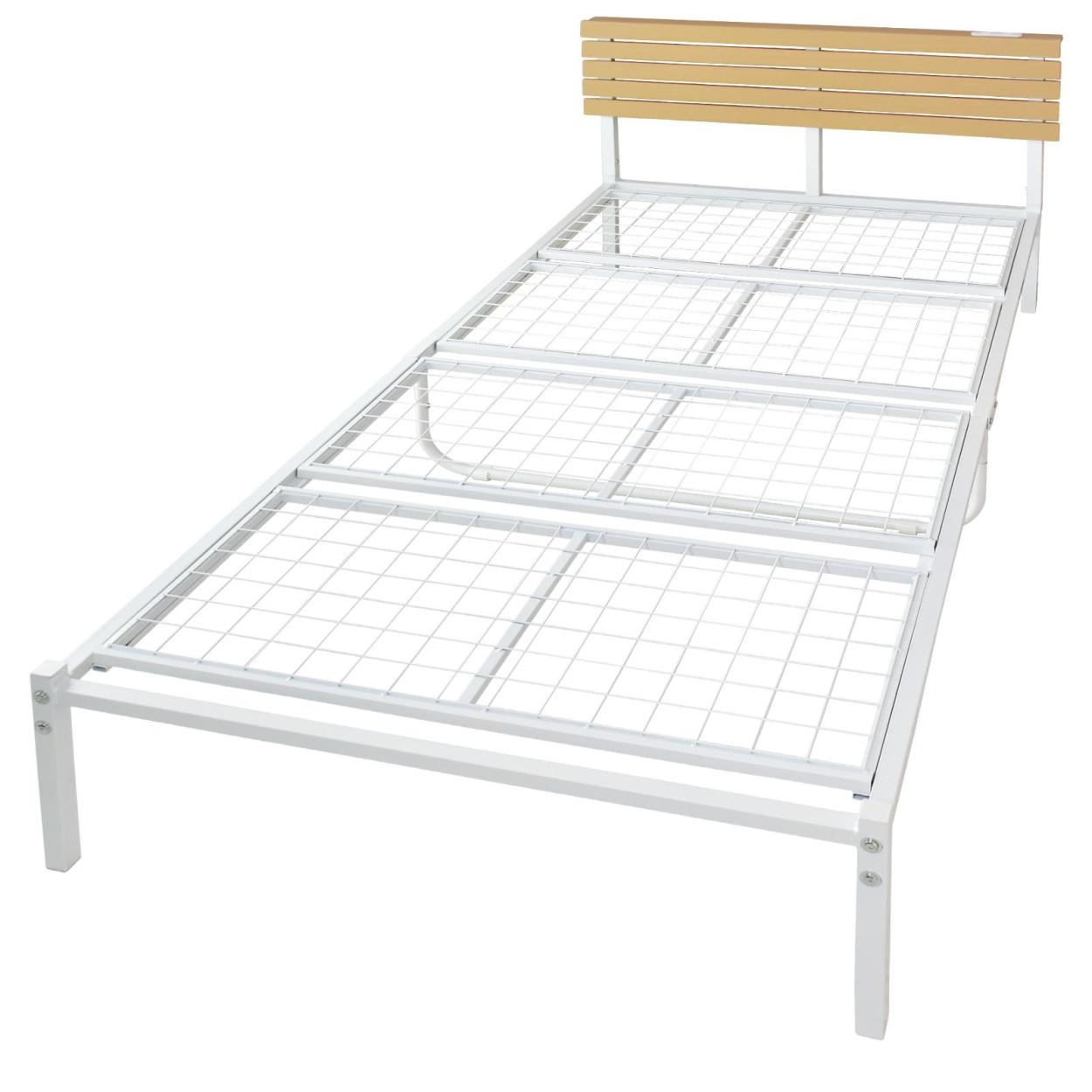 ベッドフレーム シングル モダン ヴィンテージ シングルベット 宮棚 コンセント付き スチール ベット カルムS 北欧 プレゼント ドリス | DORIS | 01