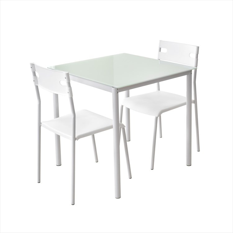 ガラス机  椅子セット 2人用 ガラストップダイニング3点セット【スリムチェアタイプ】 | 家具