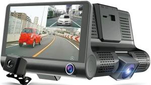 ドライブレコーダー 3カメラ 自動オン・オフ 動画記録 音声記録 暗視 衝撃感知センサー 駐車監視モード 200マン画素 マイクロSDカード 12v/｜grazia-doris