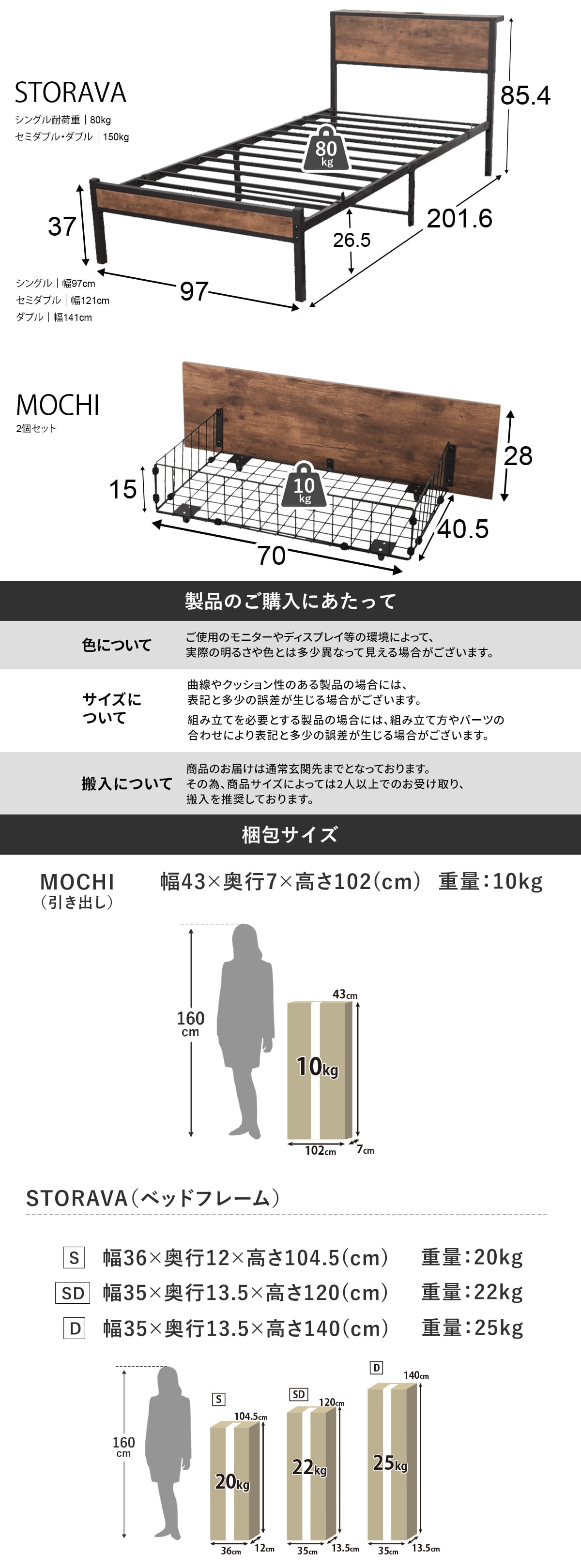 DORIS（ドリス） ベッドフレーム シングル セミダブル ダブル 宮棚付き