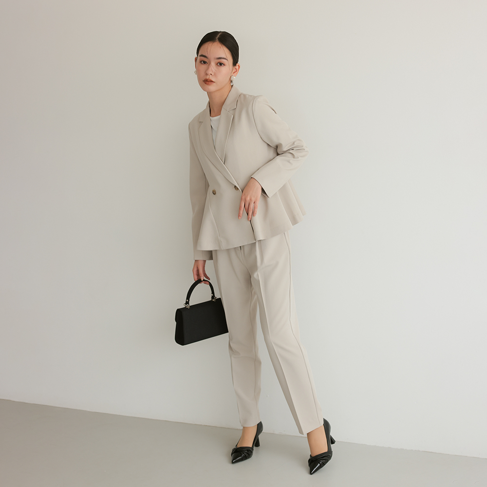 パンツスーツ レディース ダブルジャケット サイドフレア テーパード