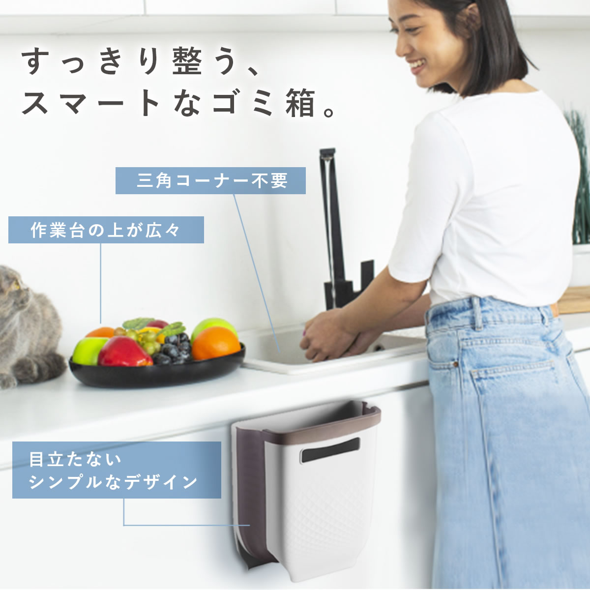 キッチン ゴミ箱 スリム 生ゴミ シンク下 作業台 省スペース