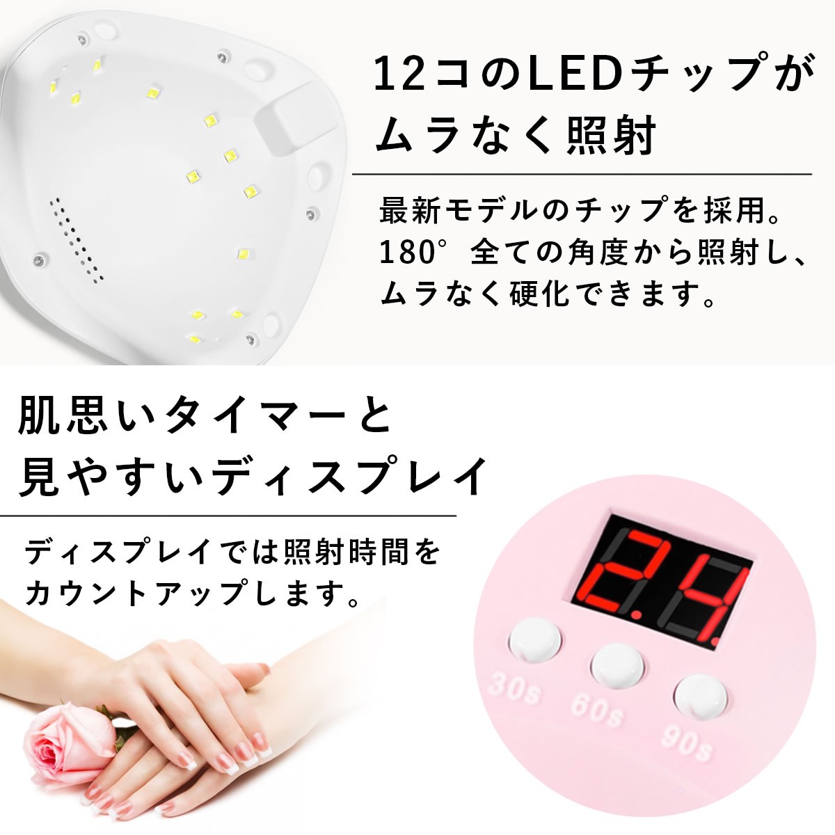 LED & UV ジェルネイルライト 36w USB給電式 レジン セルフ