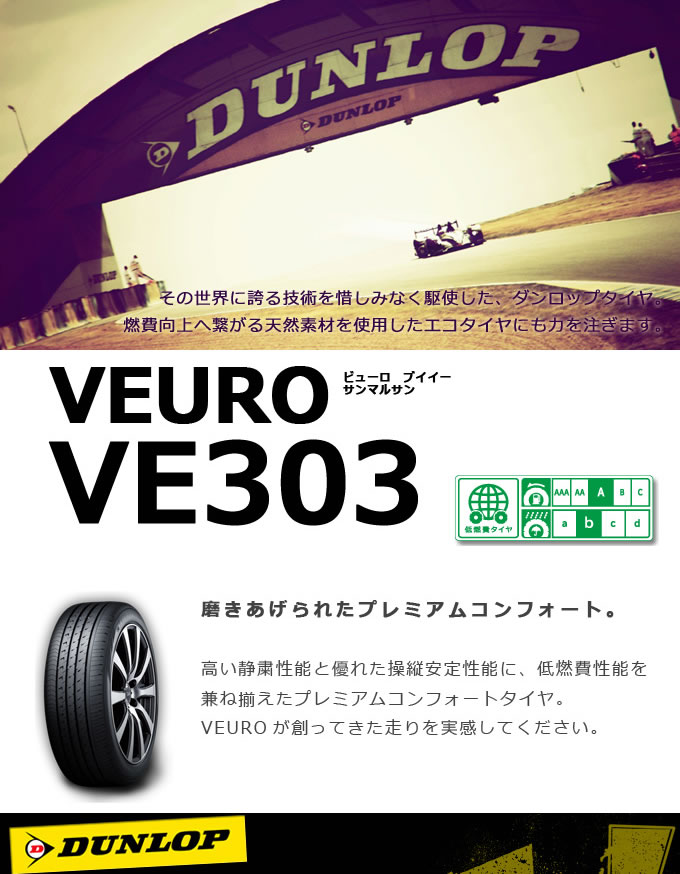Xl 普通車用サマータイヤ 97w ダンロップ Ve303 ビューロ Dl Ve303 グリーンコンシューマー 97w ダンロップ 245 40r18 245 40r18