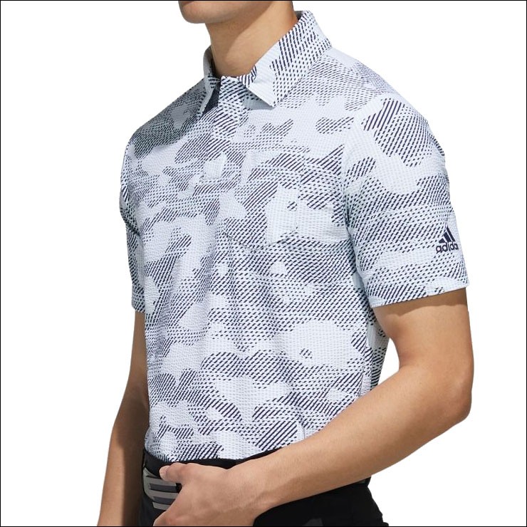 アディダス Adidas 返品可 トップス Hr6847 ゴルフ カモジャカードストレッチ グリーン Gnot メンズ ウェア 服 半袖モックネック シャツ 緑 ポロシャツ
