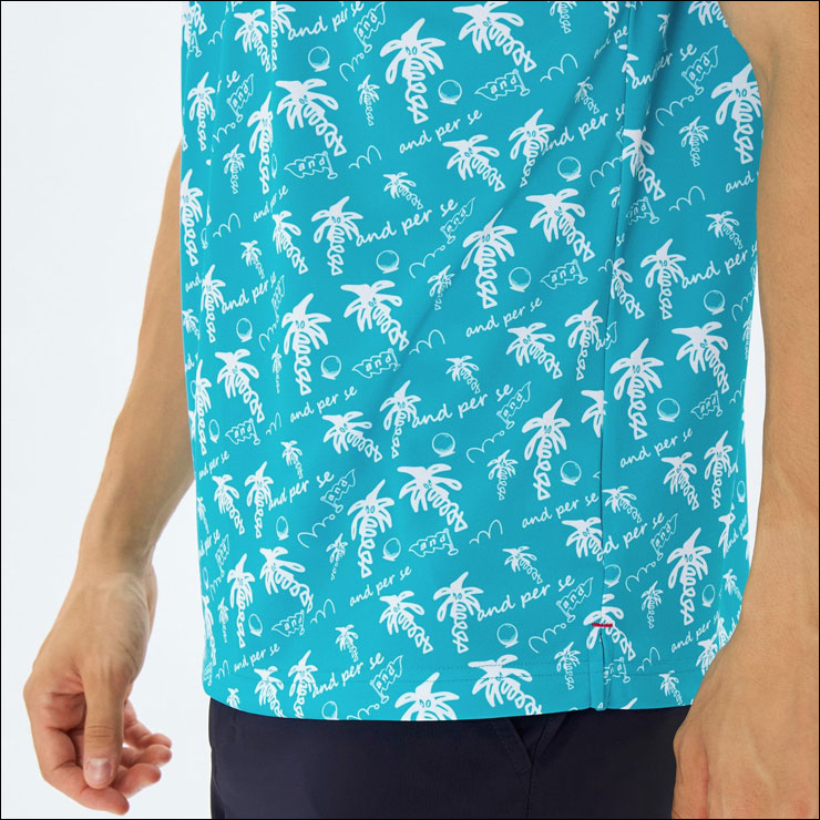 and per se（アンパスィ） ソルケアプリンテッド 椰子の木モチーフ総柄