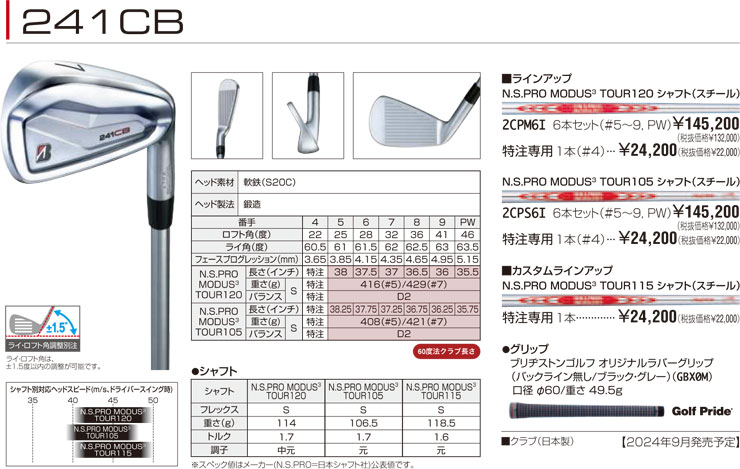ブリヂストン 241CB #5-P6本NS950GH S(カスタム)特注品！ BRIDGESTONE GOLF 【特注カスタム】ブリヂストン 2024 241CB