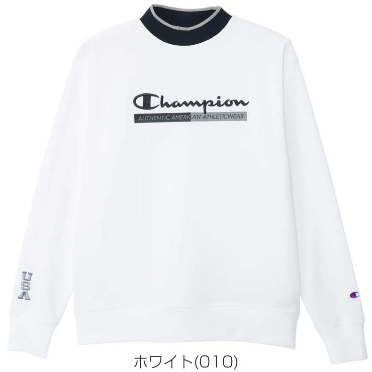 Champion モックネックシャツ Lサイズ ホワイト ゴルフウェア Champion チャンピオン ゴルフウェア 半袖シャツ 春 夏 MOCK