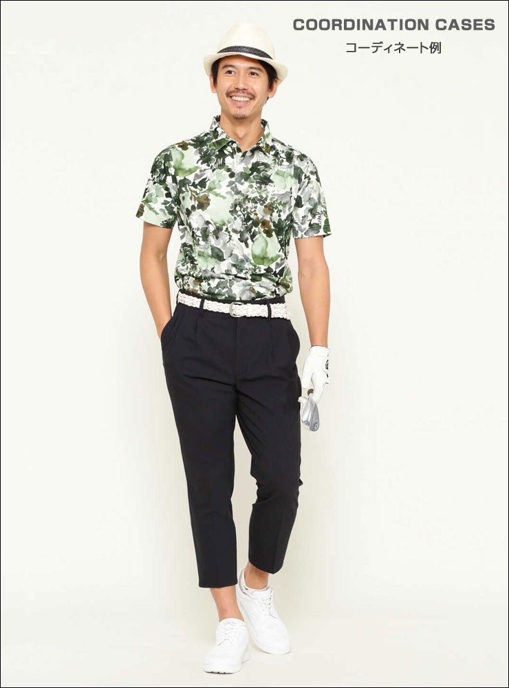 Callaway Men'sクールドライ 水彩画プリント カノコ 半袖Lサイズ Callaway キャロウェイ メンズ ゴルフウェア クールドライ