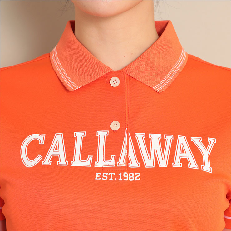 キャロウェイ レディース ゴルフウェア CALLAWAY ロゴプリント プリントカノコ 半袖 ポロシャツ C23134200 2023年春夏モデル  S-LL