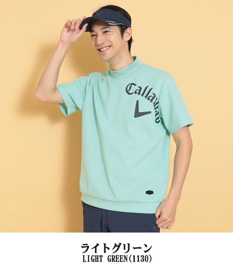 Callaway キャロウェイ 幾何学ロゴジャカード モックネック 半袖