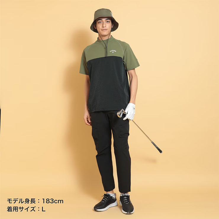 Callaway キャロウェイ 幾何学ロゴジャカード モックネック 半袖