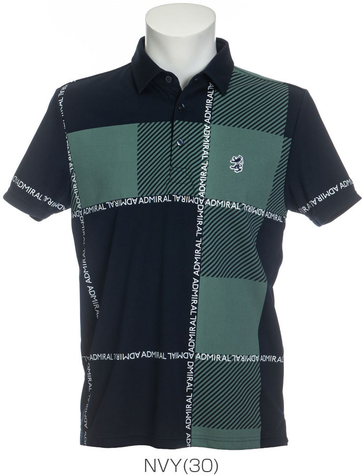 アドミラルゴルフ メンズ ウェア パネルチェック 半袖ポロシャツ