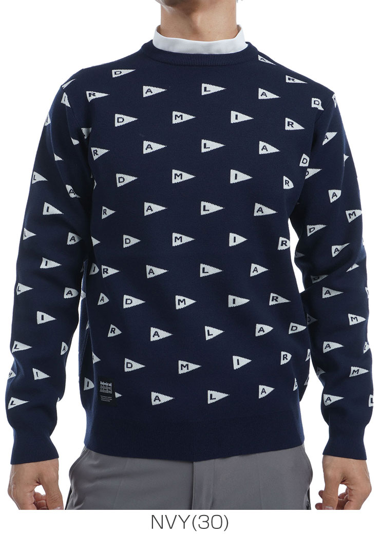 Admiral Golf（アドミラルゴルフ） フラッグジャカード クルーネック