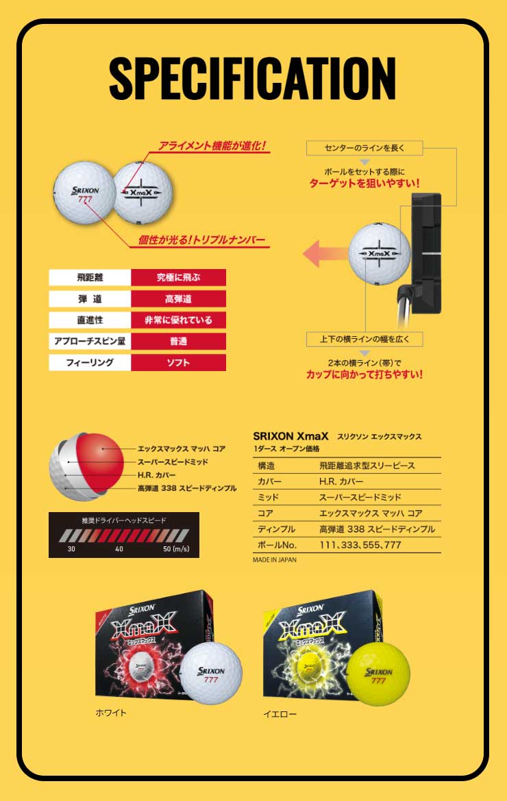 SRIXON スリクソン XmaX ゴルフボール 2026年モデル 1ダース [12球入り
