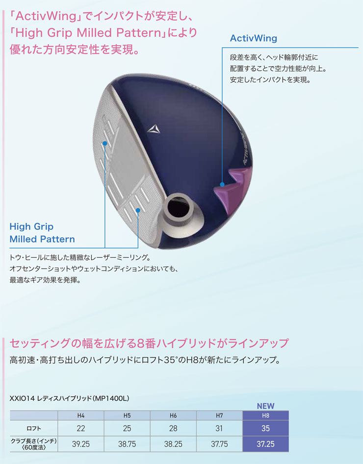 XXIO ゼクシオ 14 レディース ハイブリッド MP1400L カーボンシャフト