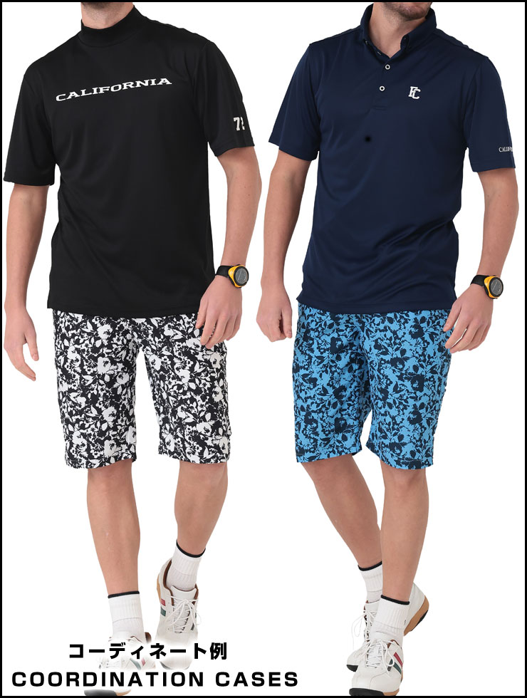 ファウンダースクラブ メンズ ゴルフウェア ボタニカルプリント ハーフ