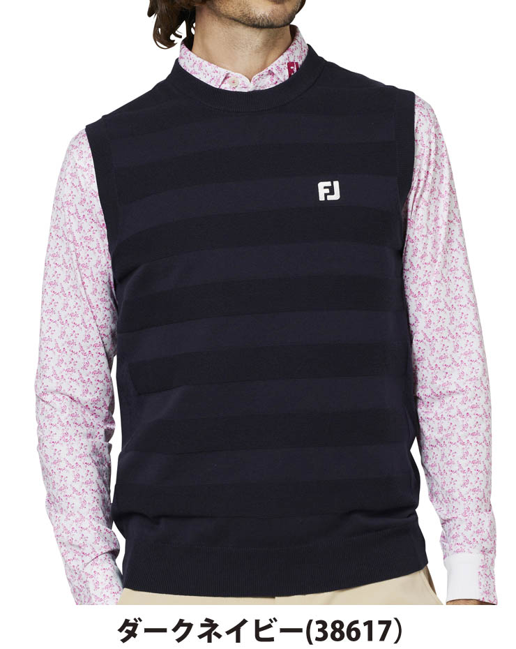 FootJoy（フットジョイ） 編地切替ボーダー クルーネック ニットベスト