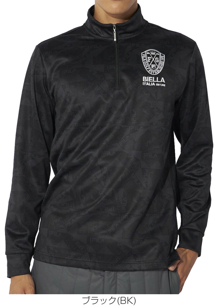 FILA - 新品●FILA GOLF● 裏起毛 ハーフジップ長袖シャツ UVカット Mサイズ FILA GOLF フィラゴルフ 裏起毛 ジオメトリープリント ハーフ