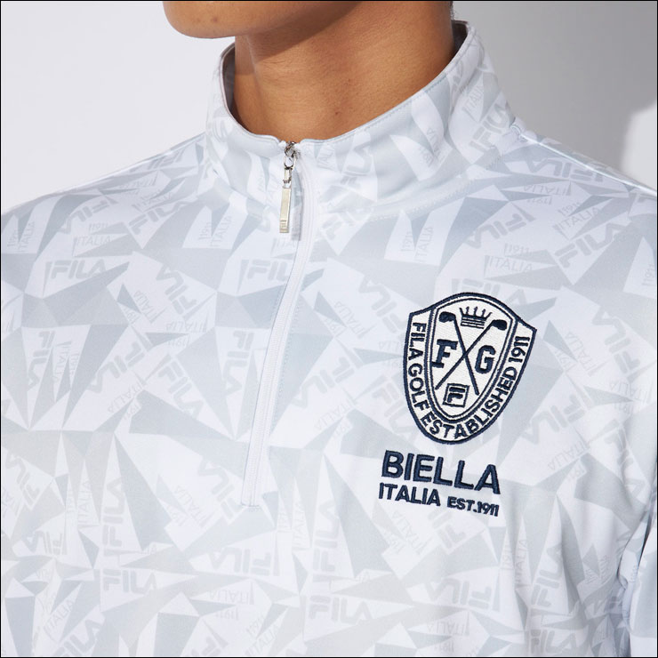 FILA - 新品●FILA GOLF● 裏起毛 ハーフジップ長袖シャツ UVカット Mサイズ FILA GOLF フィラゴルフ 裏起毛 ジオメトリープリント ハーフ