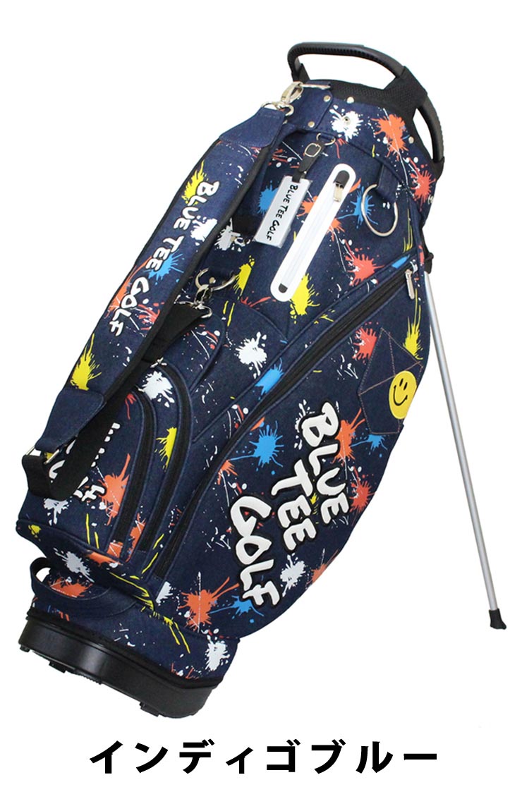 BLUE TEE GOLF デニムキャディバッグ フード・ヘッドカバー付き BLUE TEE GOLF（ブルーティーゴルフ） デニムペイント スタンド
