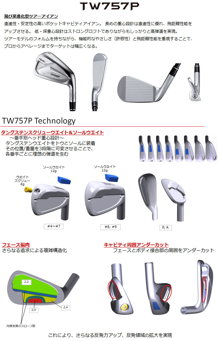 特注カスタムクラブ 本間ゴルフ ツアーワールド TW757P アイアン N.S.