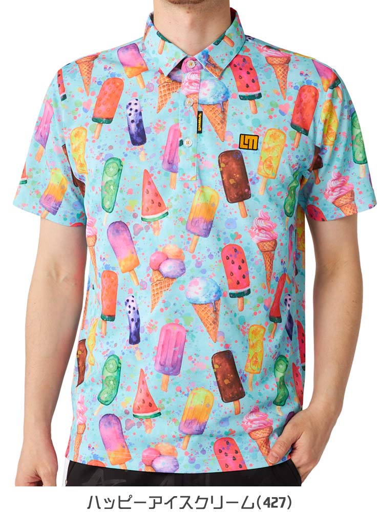 LOUDMOUTH ラウドマウス ゴルフ プレミアムカノコ 総柄 半袖 LOUDMOUTH ラウドマウス ゴルフ プレミアムカノコ 総柄 半袖