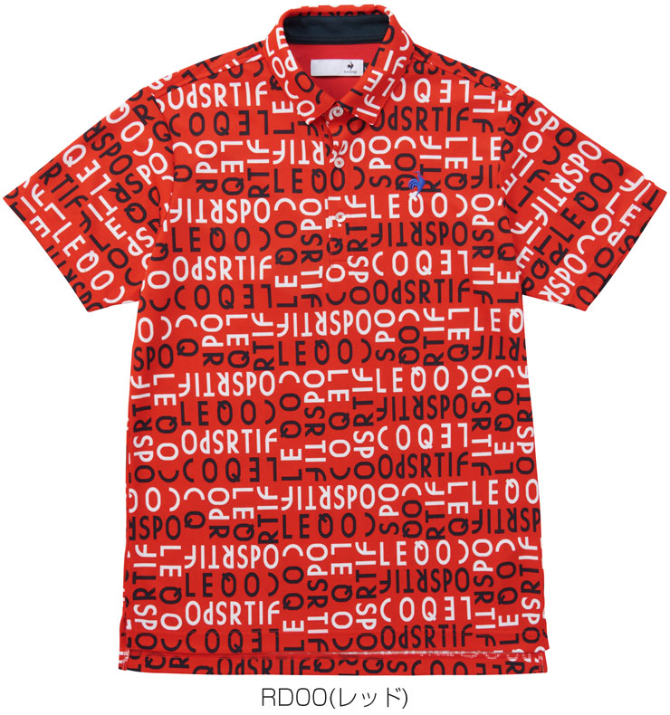 【新品】ルコックスポルティフ ゴルフコレクション　ポロシャツ　総柄　刺繍ロゴ L le coq sportif ☆ルコックスポルティフ ゴルフウェア