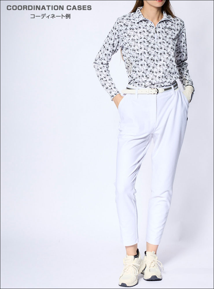 Marie Claire（マリ クレール） 小花柄 ハーフジップ ハイネック 長袖