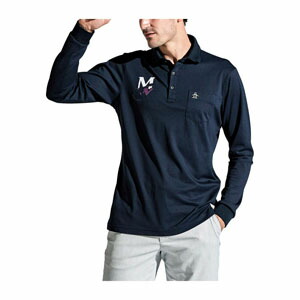 新品マンシングウェア　ストレッチリンクスジャガード長袖ポロシャツМネイビー Munsingwear ストレッチリンクスジャガード長袖ポロシャツ