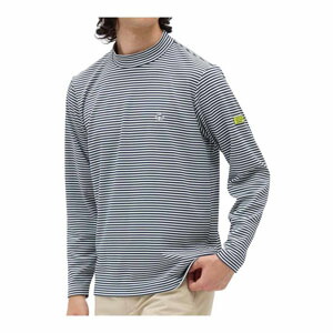 Munsingwear マンシングウェア ハーフジップ 長袖ボーダー柄　シルバー Munsingwear（マンシングウェア） ヒートナビ ボーダー モックネック