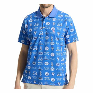 美品 マンシングウェア ゴルフ ポロシャツ ウェア 総柄 Lサイズ Munsingwear（マンシングウェア） サンスクリーン NIR ゴルフモチーフ