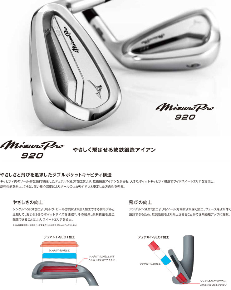 ミズノ Mizuno Pro 920 アイアン N.S.PRO MODUS3 TOUR 105 フレックス：S シャフト仕様 5本セット[＃6-P]