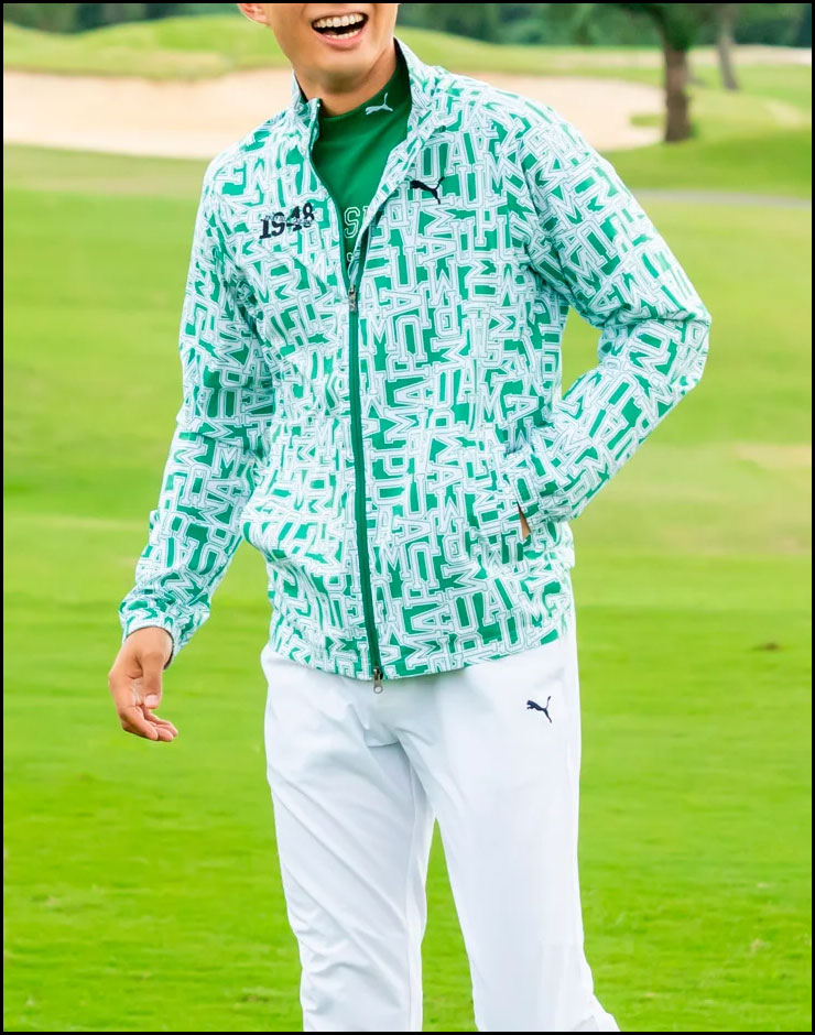 PUMA プーマ ゴルフウェア メンズ グラフィック総柄 フルジップ