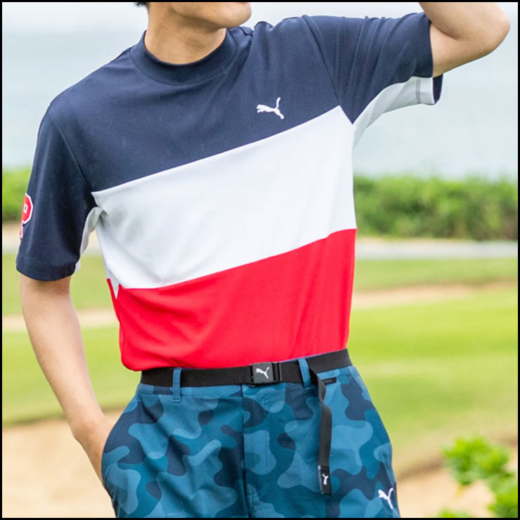 PUMA プーマ ゴルフウェア メンズ カラーブロッキング モック