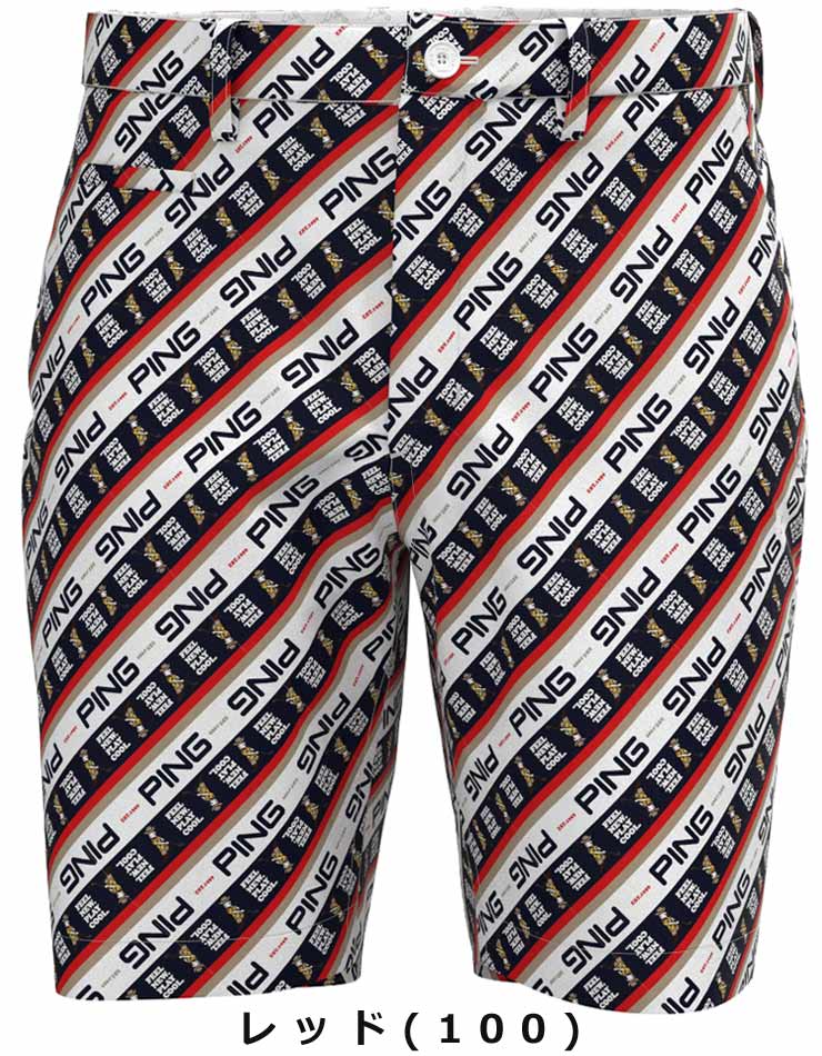 【PING】総柄 ゴルフ用ハーフパンツ LLサイズ（新品） PING ピン メンズ ゴルフウェア ネイティブライン Mr.PING
