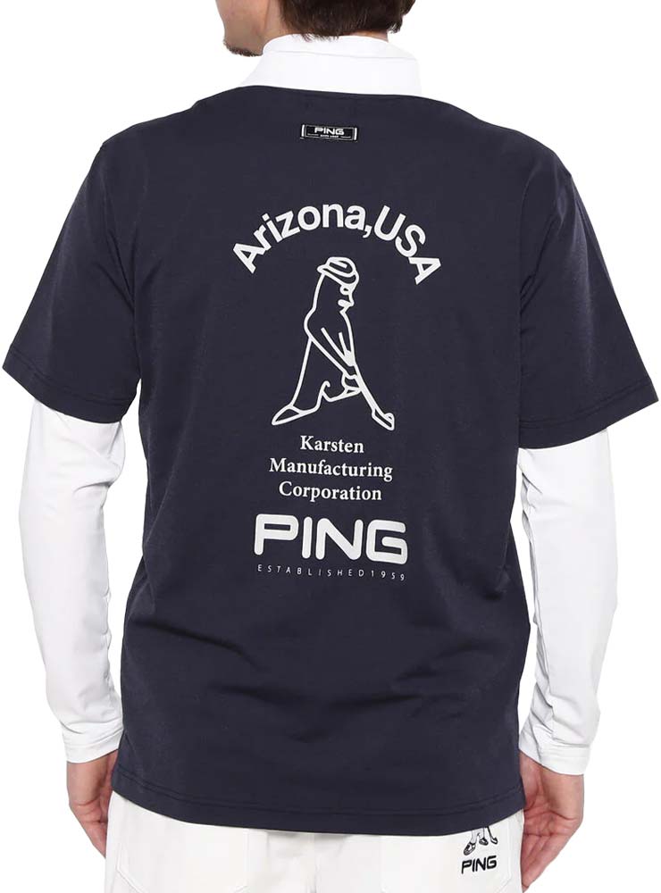 PING ピン ネイティブライン バイカラー 半袖 ポロシャツ +