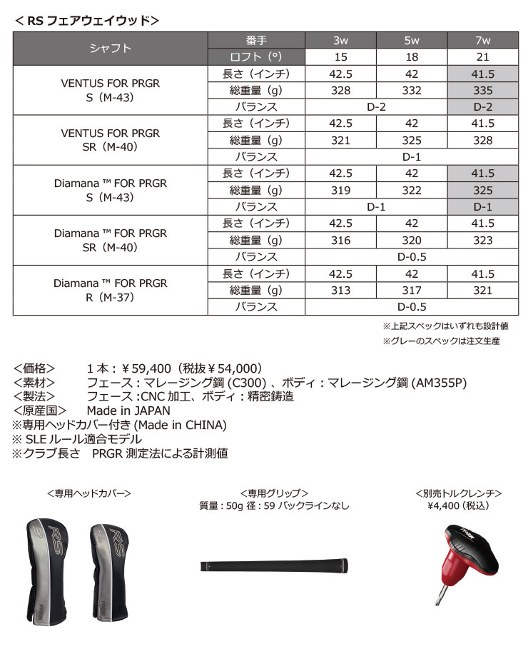 PRGR（プロギア） 特注カスタムクラブ RS フェアウェイウッド 三菱