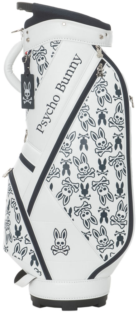 Psycho Bunny キャディバッグ ラウンドバックヘッドカバー白黒ウサギ柄 Psycho Bunny キャディバッグ ラウンドバックヘッドカバー白黒