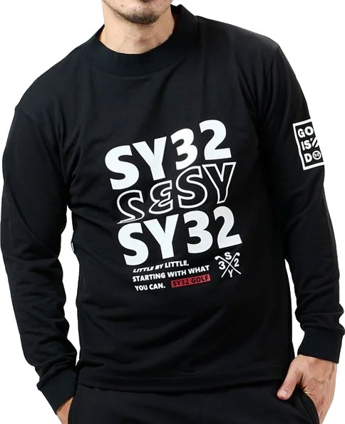 sy32 ゴルフ　モックネックシャツ　黒Mサイズ新品 SY32 by SWEET YEARS GOLF ゴルフウェア メンズ モックネック