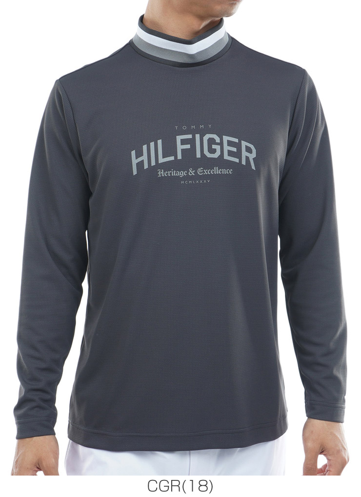 トミーヒルフィガー シグネチャーリブ モックネック 長袖シャツ ゴルフウェア メンズ 2025年秋冬モデル M-3L THMA562 TOMMY HILFIGER（トミー・ヒルフィガー） シグネチャーリブ モック