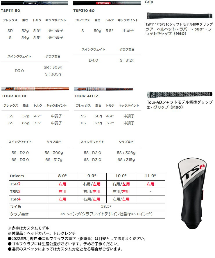 T-Series タイトリスト TSR2 ドライバー Tour AD IZ-5 / IZ-6 シャフト