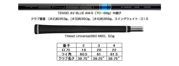 T-Series タイトリスト U505 ユーティリティ アイアン Tensei AV Blue