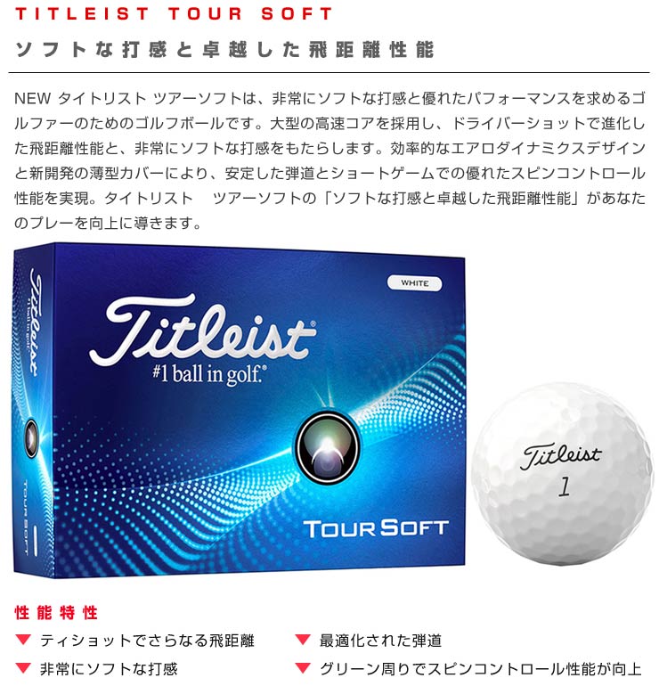 タイトリスト TOUR SOFTボール（イエロー）3ダース ジオテックゴルフ公式通販サイト / 2024 タイトリスト TOUR SOFT