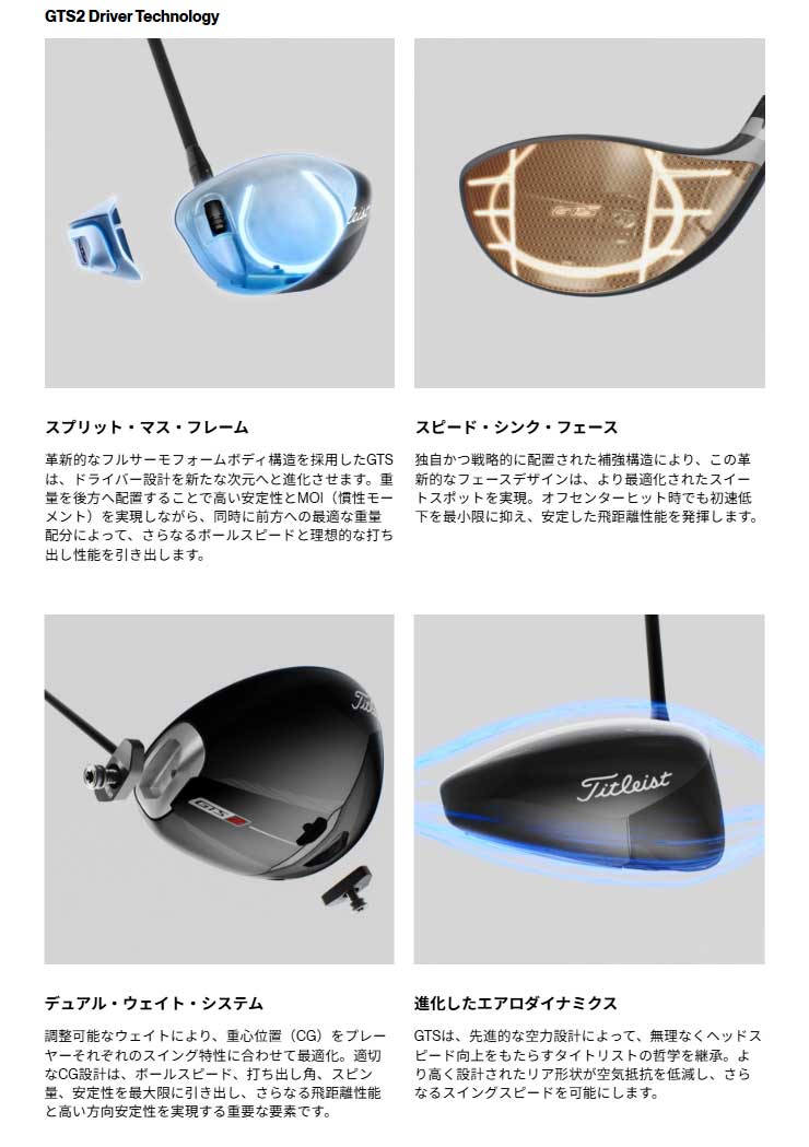 T-Series タイトリスト GTS2 ドライバー TENSEI 1K WHITE RIP シャフト