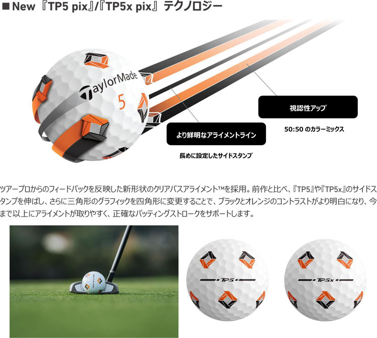 テーラーメイド 2024年モデル TP5 pix ゴルフボール [1ダース 