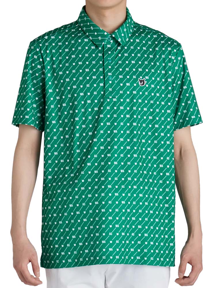 WAAC 総柄 ミニワッキースムース 半袖 ポロシャツ ゴルフウェア メンズ