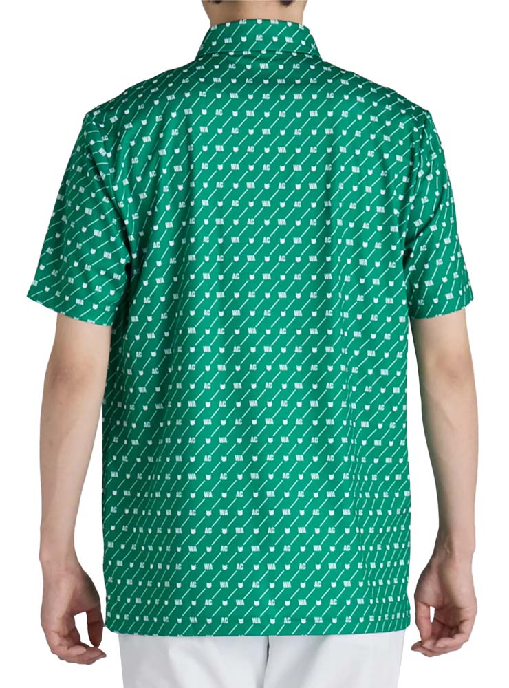 WAAC 総柄 ミニワッキースムース 半袖 ポロシャツ ゴルフウェア メンズ