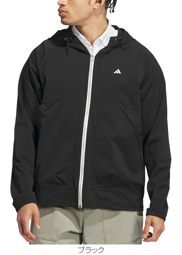 /アディダス ゴルフ フードジャケット【ブラック/XL】美品！ Old adidas アディダス ゴルフ GO-TO 防風 フルジップ フーディー